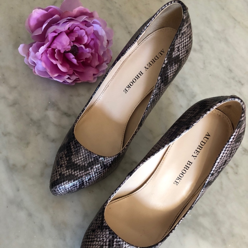 Audrey Brooke snakeskin pumps